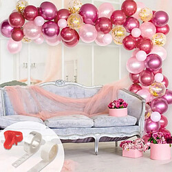 Euro Mega 100pcs Kit Guirlande Ballon Arche pour Mariage Fête d'Anniversaire Fille Fond Décoration Ballon Rose