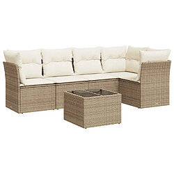 vidaXL Salon de jardin avec coussins 6 pcs beige résine tressée