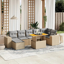 vidaXL Salon de jardin avec coussins 8 pcs beige résine tressée 