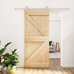 vidaXL Porte coulissante et kit de quincaillerie 90x210 cm pin massif