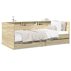 Maison Chic Lit d'appoint | Lit de jour | Lit de repos et tiroirs chêne sonoma 75x190cm bois d'ingénierie -GKD60232