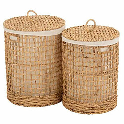 Paris Prix Lot de 2 Paniers avec Couvercle Linge 55cm Naturel 