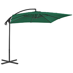 vidaXL Parasol de jardin en porte-à-faux avec mât en acier vert