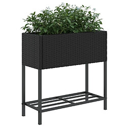 Avis vidaXL Jardinière avec étagère noir résine tressée