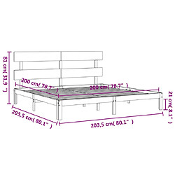 vidaXL Cadre de lit avec tête de lit blanc 200x200 cm bois massif pas cher