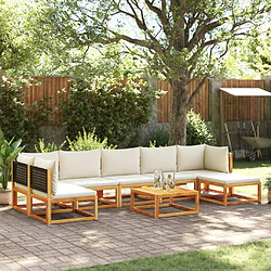 vidaXL Salon de jardin avec coussins 8 pcs bois massif d'acacia 