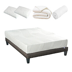 Bellecour Pack Paris Pack Prêt à dormir PARIS 160x200 cm | Matelas Mémoire de forme + Sommier + Accessoires