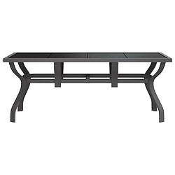 Avis Maison Chic Table de jardin | Table d'extérieur Gris et noir 180x80x70 cm Acier et verre -GKD16981