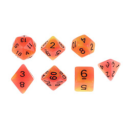 7pcs polyhedral Dice Set for Dungeons and Dragons Jeu de société RPG Rouge Jaune