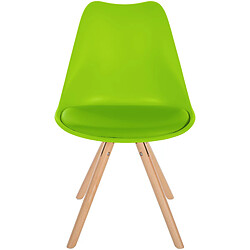 Decoshop26 Chaise de salle à manger x1 style scandinave assise en plastique vert clair et pieds ronds en bois clair 10_0001451