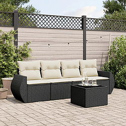 vidaXL Salon de jardin 5 pcs avec coussins noir résine tressée 