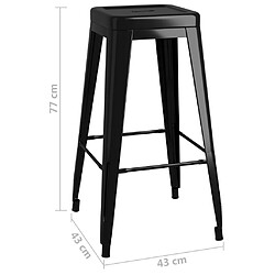 vidaXL Tabourets de bar empilables lot de 2 noir métal pas cher