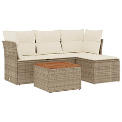 vidaXL Salon de jardin avec coussins 5 pcs beige résine tressée