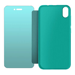 Wiko Étui Original pour Wiko Y50 Rabat Translucide Écran Visible Easy Folio Turquoise