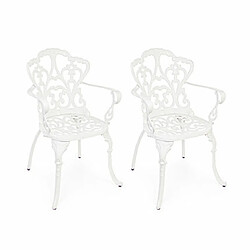 Mes Lot de 2 chaises de jardin en aluminium blanc - TROGEN