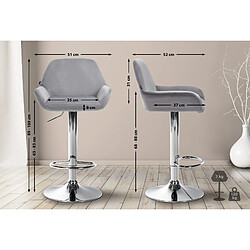 Non Lot de 2 tabourets de bar Braga velours chrome