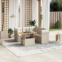 vidaXL Salon de jardin avec coussins 5 pcs beige résine tressée 