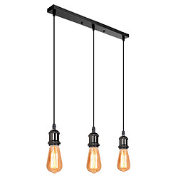 Stoex Suspension de 3 Douille de lampe E27 Luminaire , Lustre plafond Lampe Accessoires Pendentif Support de Barre Lampe plafonnier Antique Edison,Noir