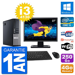 PC Dell 9020 SFF Ecran 27" Intel i3-4130 RAM 4Go Disque 250Go Windows 10 Wifi