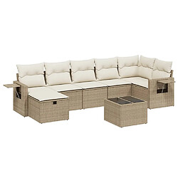 vidaXL Salon de jardin avec coussins 8 pcs beige résine tressée