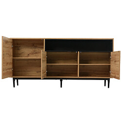 Universal Buffet moderne en bois, trois portes et étagères, 160*35*76 cm Bois Naturel pas cher