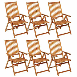 Maison Chic Lot de 6 Chaises pliables d'extérieur avec coussins | chaises de jardin | Fauteuil Relax Bois d'acacia -GKD47995