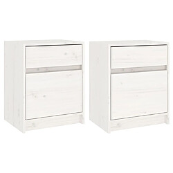 vidaXL Tables de chevet 2 pcs Blanc 40x31x50 cm Bois de pin massif