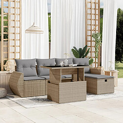 vidaXL Salon de jardin avec coussins 6 pcs beige résine tressée 