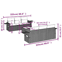 Avis vidaXL Salon de jardin avec coussins 7 pcs gris clair résine tressée