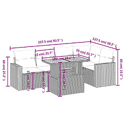 Avis vidaXL Salon de jardin 6 pcs avec coussins noir résine tressée