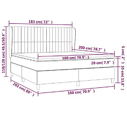 vidaXL Sommier à lattes de lit avec matelas Gris clair 180x200cm Tissu pas cher