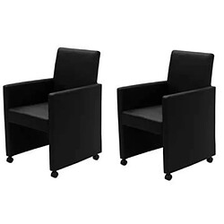 Maison Chic Lot de 2 Chaises à manger,Chaise pour cuisine,Solide Structure noir similicuir -MN85139