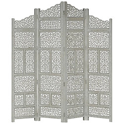 Maison Chic Paravent/Cloison de séparation 4 panneaux Gris 160x165 cm Bois manguier -MN30341