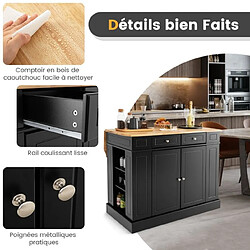 Avis Helloshop26 Ilot central cuisine avec tiroirs et 2 portes 120 x 61 x 92 cm desserte de cuisine avec étagère réglable étagères latéraux noir 20_0008634