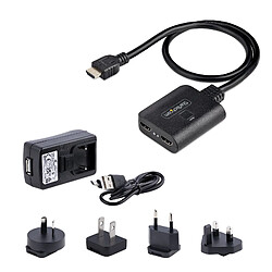 StarTech.com Répartiteur HDMI 2 Ports - Vidéo HDMI 2.0 4K 60Hz - Répartiteur HDMI 4K 1 Entrée 2 Sorties - Répartiteur 1x2 Affichage/Sortie HDMI, HDR/HDCP - Splitter avec Câble HDMI Intégré de 50 cm