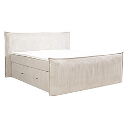 Avis Vente-Unique Ensemble complet boxspring tête de lit + sommiers coffre + matelas + surmatelas - 2 x 80 x 200 cm - Velours côtelé - Ivoire - RHODA de PALACIO