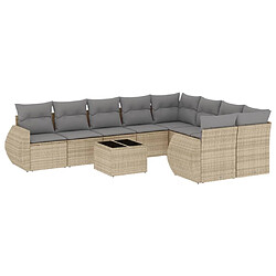 vidaXL Salon de jardin avec coussins 10 pcs beige résine tressée