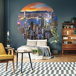 WallArt Papier peint cercle Skyline by Night 190 cm 