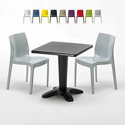 Grand Soleil Table et 2 chaises colorées polypropylen