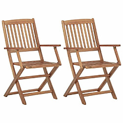 Maison Chic Lot de 2 Chaises pliables d'extérieur| Chaises Relax de jardin Bois d'acacia solide -GKD96319