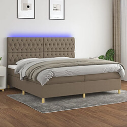 vidaXL Sommier à lattes de lit et matelas et LED Taupe 200x200cm Tissu 