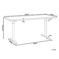 Avis Beliani Table à hauteur ajustable Manuel 160 x 72 cm Blanc DESTINAS