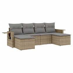 vidaXL Salon de jardin avec coussins 6 pcs beige résine tressée