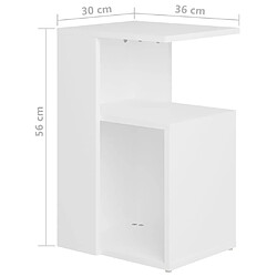 vidaXL Table d'appoint Blanc 36x30x56 cm Bois d’ingénierie pas cher