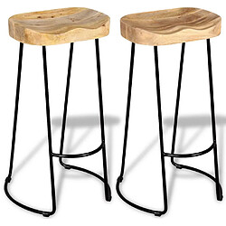 Helloshop26 Lot de deux tabourets de bar design chaise siège 2 pcs bois de manguier massif 1202061