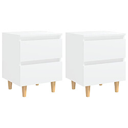 vidaXL Tables de chevet avec pieds en pin 2 pcs Blanc 40x35x50 cm