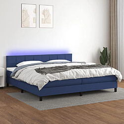 vidaXL Sommier à lattes de lit et matelas et LED Bleu 200x200 cm Tissu