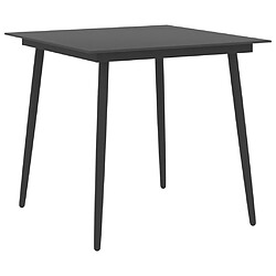 vidaXL Table à dîner de jardin Noir 80x80x74 cm Acier et verre