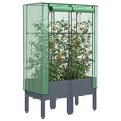 vidaXL Jardinière surélevée avec housse aspect rotin 80x40x140 cm