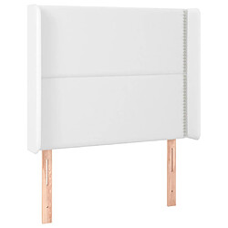 Avis Maison Chic Tête de lit scandinave à LED,meuble de chambre Blanc 83x16x118/128 cm Similicuir -MN37564